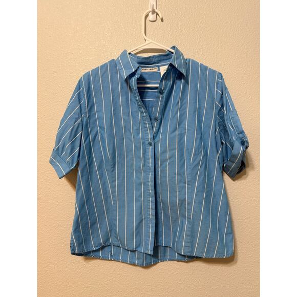 Rebecca Malone Tops - Rebecca Malone Striped Button Up‎ Blue and White Size:M 100% Cotton